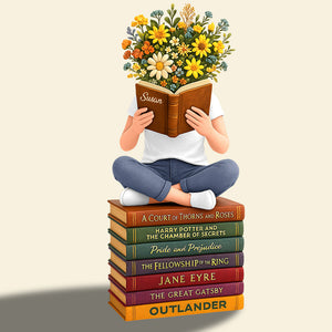 Flower Girl Book Lover Acrylic Plaque Personalized Gifts For Book Lovers 05NADT310525 - Shaped Plaques - GoDuckee