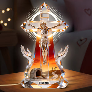 Jesus Christ Crucifix Light Box - Personalized Gifts For Christians 01naqn140326 - Light Box - GoDuckee