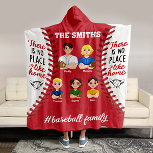 Personalized Gifts For Baseball Family Hooded Blanket, No Place Like Home 03TGPU061124HG - Blanket - GoDuckee