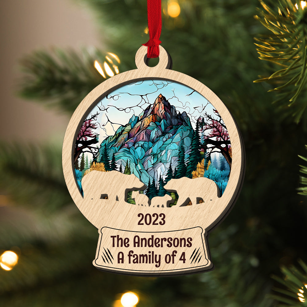 Bear Family 05napo150823, Personalized 2 Layer Mix Ornament - Ornament - GoDuckee