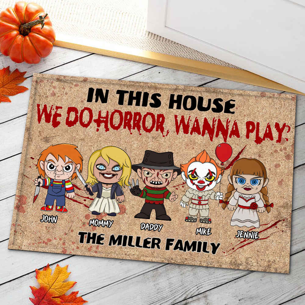 In This House, We Do Horror, Gift For Family, Personalized Doormat, Horror Movie Family Doormat, Halloween Gift 04NAHN100823HA - Doormat - GoDuckee
