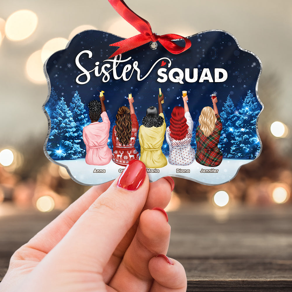 Sister Squad Best Friend Forever For Christmas Medallion Acrylic Ornament Gift - Ornament - GoDuckee