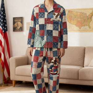 250th America Anniversary Alphabet Pajama Set - Personalized Gifts For Patriots 06palu280126 - Pajama Set - GoDuckee