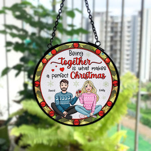 Personalized Gifts For Couple Stained Glass, A Perfect Christmas 06kaqn070824hh - Ornament - GoDuckee