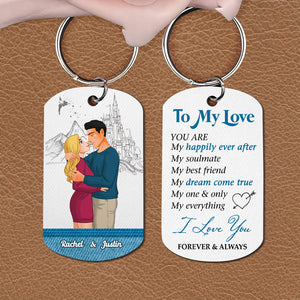 To My Love, Couple Gift, Personalized Stainless Steel Keychain, Couple Hugging Keychain 01HTHN211223DA - Keychains - GoDuckee