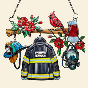 Firefighter Heaven Suncatcher Ornament Personalized Gifts For Firefighter 05OHDT040925 - Ornament - GoDuckee