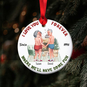 I Love You Forever, Couple Gift, Personalized Ceramic Ornament, Old Couple Ornament, Christmas Gift 03PGHN010923DA - Ornament - GoDuckee