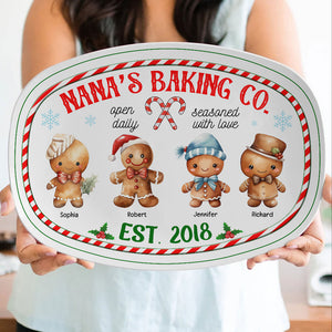 Nana's Baking Co - Personalized Resin Plate- Gingerbread Kids Plate- Gift For Grandma- Christmas Gift - Resin Plate - GoDuckee