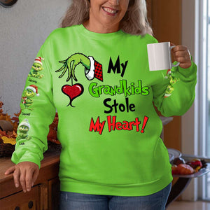My Grandkids Stole My Heart, Personalized Shirt, Green Monster Family Shirt, Christmas Gift 03HTHN031123 - AOP Products - GoDuckee