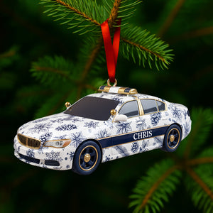 Christmas On Duty Police Car Ornament - Personalized Gifts For Police 02PGLU031025 - Ornament - GoDuckee