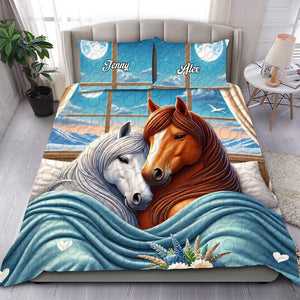 Personalized Gift For Horse Couples Quilt Bedding Set Special Line 03OHMH181224 - Blanket - GoDuckee