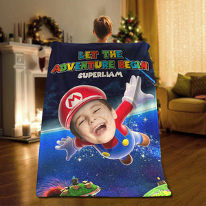 Let The Adventure Begin, Custom Kid Face 04TOTN251123 Blanket, Christmas Gift For Kids - Blanket - GoDuckee