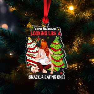 Torn Between Looking Like a Snack & Eating One, Couple Gift, Personalized Acrylic Ornament, Funny Couple Ornament, Christmas Gift - Ornament - GoDuckee