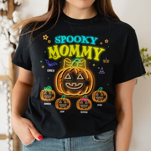 Personalized Gifts For Mom Shirt, Halloween Neon Pumpkin 01NAPU260824 - Shirts - GoDuckee