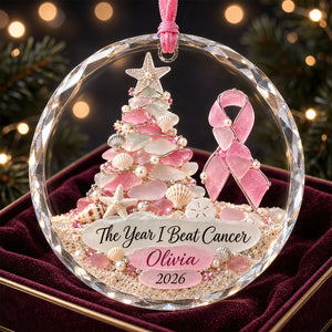Breast Cancer Fighter Crystal Christmas Ornament, Personalized Gifts For Her 04qhdt250926