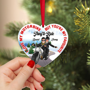 I Love My Motorbike, But You're My Favourite - Personalized Biker Ornament, Gift For Couple - Ornament - GoDuckee