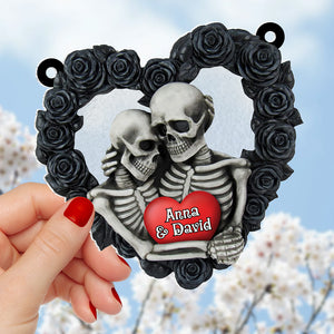 Personalized Gifts For Skeleton Couple Suncatcher Ornament, Skeleton Couple Hugging 02NATN090824 - Ornament - GoDuckee