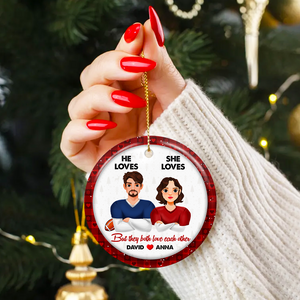 Personalized Gifts For Couple Christmas Ornament American Football Couple 03HUPU141024HG