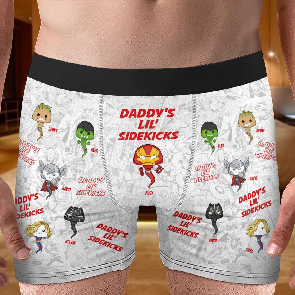 Personalized Gifts For Dad Men's Boxers Daddy's Lil' Sidekicks 01TOHN050224HA - Boxers & Briefs - GoDuckee