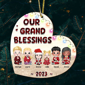 Our Grand Blessings, Personalized Wood Ornament, Gift For Grandkids (UP TO 8 KIDS) - Ornament - GoDuckee