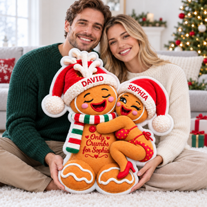 Naughty Gingerbread Couple Custom Shaped Pillow - Personalized Christmas Gifts For Couples 01toqn211026 - Pillow - GoDuckee