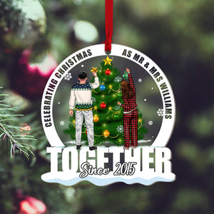 Celebrating Christmas Together Personalized Acrylic Ornament, Couple Gift - Ornament - GoDuckee