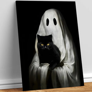 Black Cat And Ghost Canvas Print 04acxx200824 Halloween Gifts - Poster & Canvas - GoDuckee