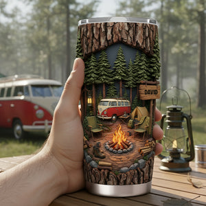 Campfire Adventure 20oz Tumbler - Personalized Gift For Camping Lovers 05KILU301225 - Tumbler Cup - GoDuckee