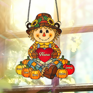 Autumn Scarecrow Grandma Suncatcher - Personalized Gifts For Grandma 06NAPU150725 - Ornament - GoDuckee
