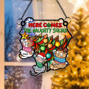 Personalized Gift for Cat Lover, Naughty Cat Squad Christmas Suncatcher 01TOLU280824 - Ornament - GoDuckee