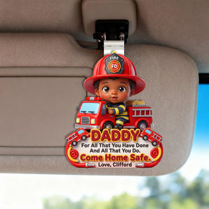 Firefighter Hero Dad - Custom Photo Acrylic Car Visor Clip Gifts For Dad 03HULU270526 - Car Visor Clip - GoDuckee