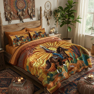 Desert Sunset Cowgirl Quilt Bedding Set Special Line - Personalized Gifts For Cowgirl 05nalu191225 - Bedding Set - GoDuckee