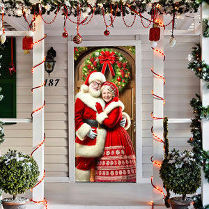 Custom Photo Gifts For Couple Door Cover 06acqn280924 Christmas Couple - Door Covers - GoDuckee