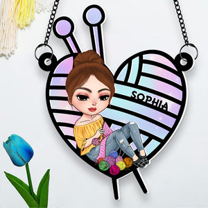 Personalized Gifts For Knitting Girl Suncatcher Ornament 03NADT250724HH - Ornament - GoDuckee