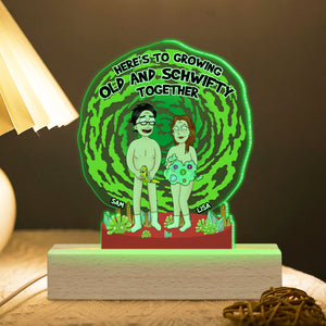 Personalized Gifts For Couple, Cartoon Couple Growing Old Together Led Light 05TOMH200724HG - Led Night Light - GoDuckee