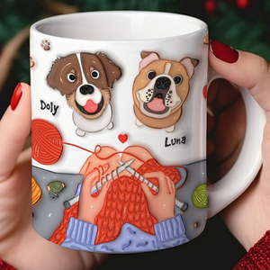 Personalized Gifts For Knitting Dog Lady Coffee Mug, Cute Inflated Effect 02qhpu060924 - Coffee Mug - GoDuckee