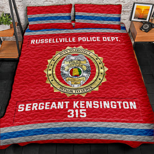 Police Quilt Bedding Set Special Line With Department Logo - Custom Police Station Patches With Name, Number Tag Gifts For Police Officer & Law Enforcement 05qhqn080125 - Blanket - GoDuckee