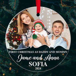 Custom Photo Gifts for Family Ornament 04XQDT240724 First Christmas Mom and Dad - Ornament - GoDuckee