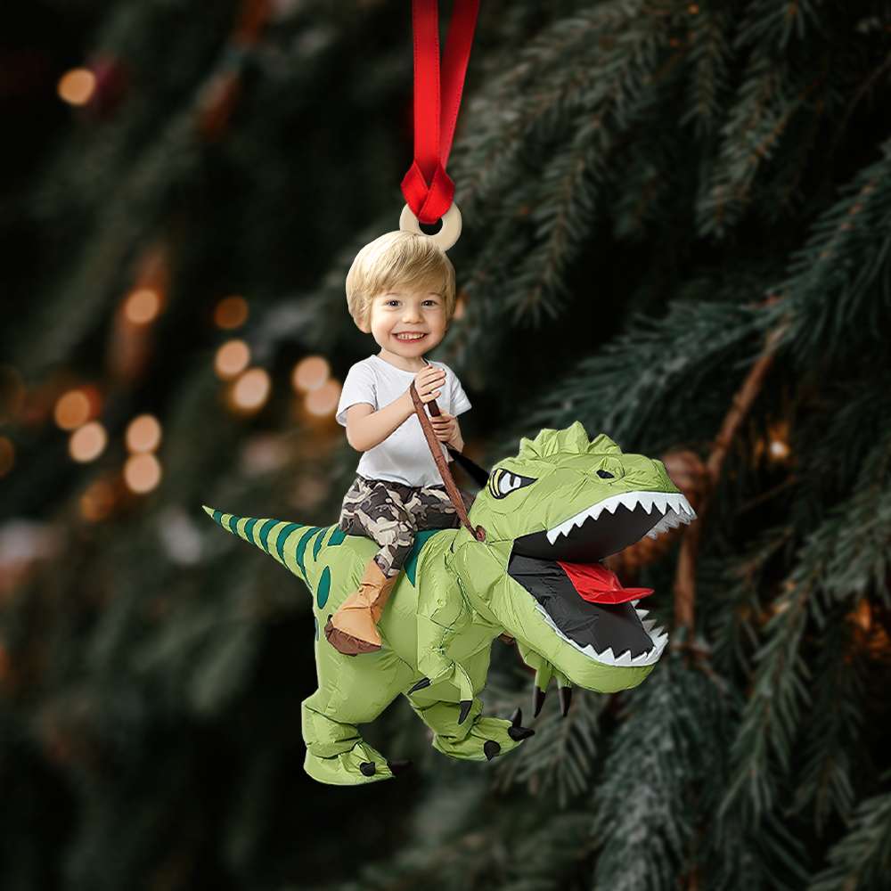 Gift For Kids, Personalized Acrylic Ornament, Dinosaur Image Custom Ornament, Christmas Gift - Ornament - GoDuckee