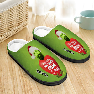 You Make My Heart Grow 3 Sizes 03HUPU171123 Personalized Home Slippers, Gifts For Him Gifts For Her - Shoes - GoDuckee