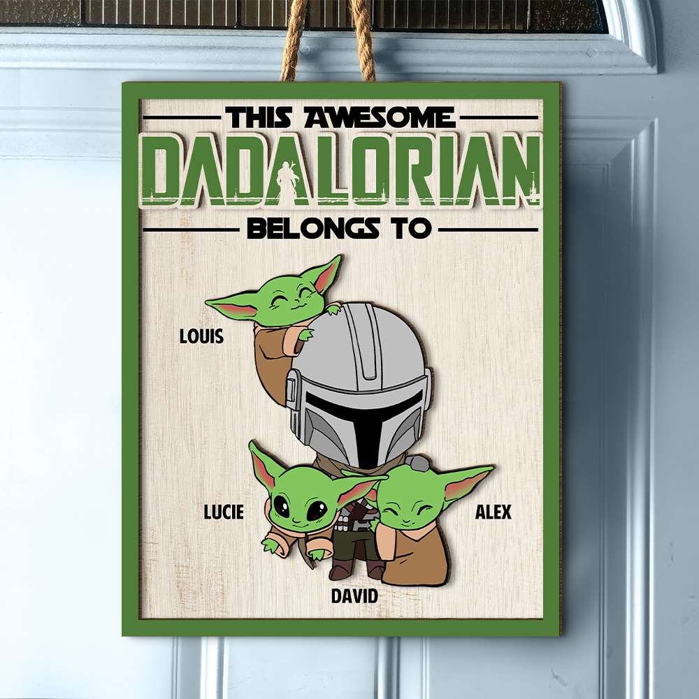 Personalized Gifts For Dad Wood Sign This Awesome Dad Belongs To 03HUHN220224HH - Wood Signs - GoDuckee