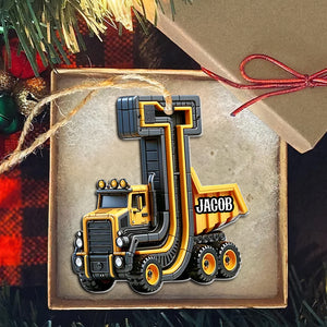 Custom Alphabet Letter Gifts For Construction Truck Lovers Christmas Ornament 03xqtn241024 - Ornament - GoDuckee