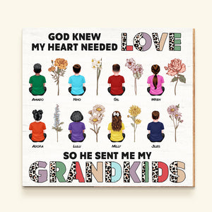 Personalized Gifts For Grandparents Wood Sign God Knew My Heart Needed Love 03ACDT160324TM [UP TO 6 KIDS] - Wood Signs - GoDuckee