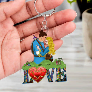 Personalized Gifts For Couple Keychain 03qhtn061224hg Couple Playing Game Together - Keychains - GoDuckee