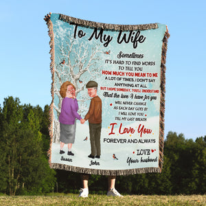 Couple Gift, Personalized Woven Blanket, Old Couple Blanket - Blanket - GoDuckee