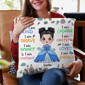I Am Kind I Am Brave I Am Enough-Personalized Square Pillow- Gift For Kids-CC-Pillow-02naqn070823ha - Pillow - GoDuckee