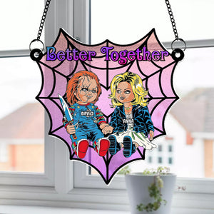 Personalized Gifts For Couple Suncatcher Ornament, Horror Couple Sitting Together 01TOTN080824 - Ornament - GoDuckee