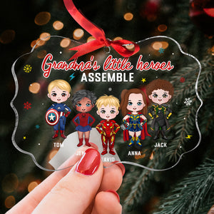 Grandma's Little Heroes Assemble, Personalized Medallion Acrylic Ornament PW-02NATN120923 - Ornament - GoDuckee