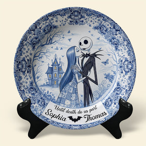 Spooky Couple Ceramic Round Plate - Personalized Gifts For Couple 05ohqn160725 - Ceramic Round Plate - GoDuckee