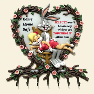 Naughty Rabbit Couple Key Hanger Personalized Gifts For Couple 01QHDT240525 - Wood Sign - GoDuckee